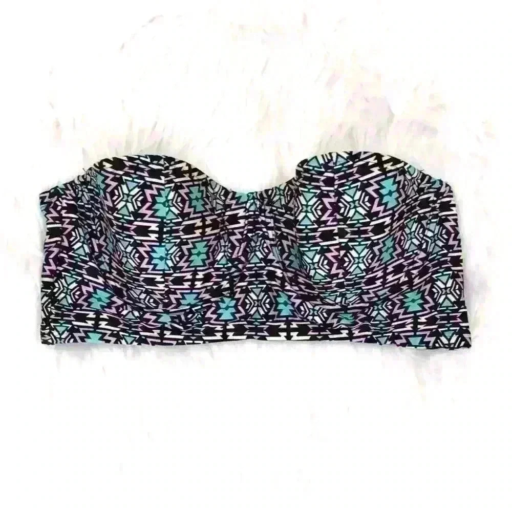 Hot Water Swimwear Graphic Multicolor Swim Top